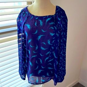 LOFT purple and blue blouse
